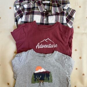 Janie and Jack Adventure Graphic Tee Set - Burgundy and Gray